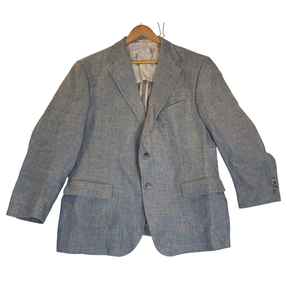 JOSEPH ABBOUD Blue Heather 2-Button Blazer Wool Silk Mohair‎ Italy Dual Vent 44S